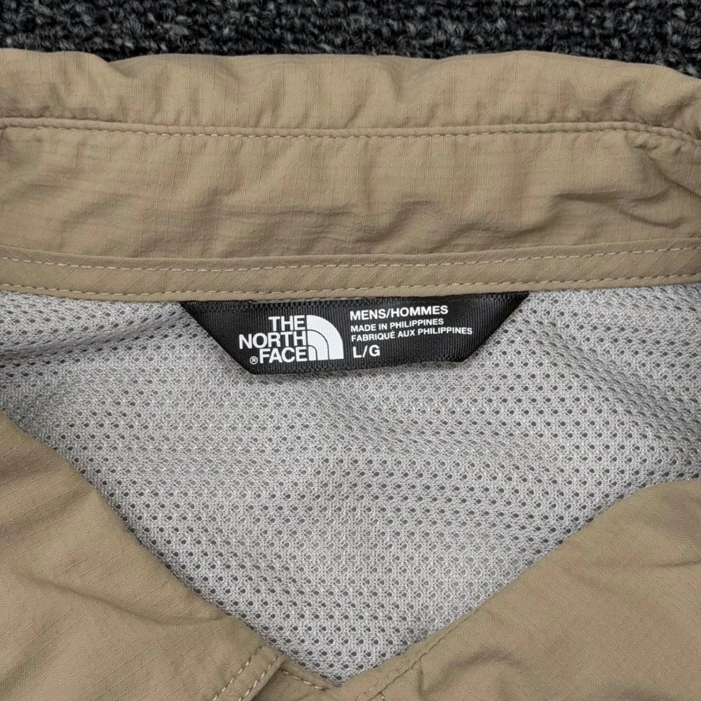 The‎ North Face Mens Large Tan Short Sleeve Button Down Hiking Shirt CEX6 TB50